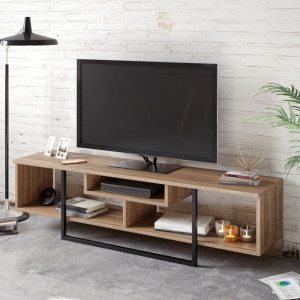 Comoda TV Salvador, Model Asal, 149.4x40.2x35.2 cm, Nuc/Negru - Img 1