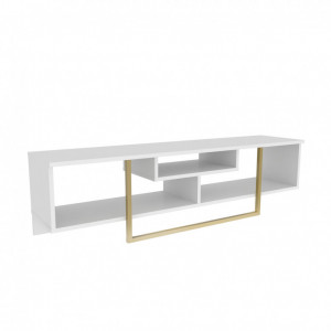 Comoda TV Salvador, Model Asal, 150x40x35.2 cm, Alb/Auriu - Img 5