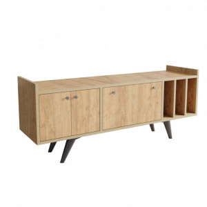 Comoda TV Salvador, Model Brukge, 150x56x40 cm, Stejar - Img 3