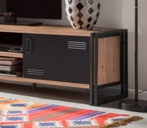Comoda TV Salvador, Model Cosmo, 180x50x45 cm, Pin atlantic/Negru - Img 2