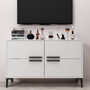 Comoda TV Salvador, Model Ctn, 120x75x30 cm, Alb - Img 1