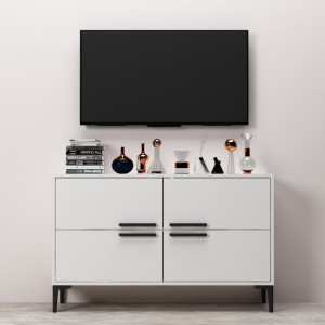 Comoda TV Salvador, Model Ctn, 120x75x30 cm, Alb - Img 4