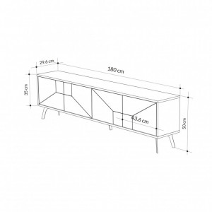 Comoda TV Salvador, Model Dune, 180x50x29.6 cm, Alb - Img 6