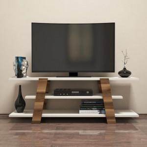 Comoda TV Salvador, Model Flower, 120x42x33.6 cm, Nuc/Crem - Img 2