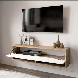 Comoda TV Salvador, Model FR13, 100x29.1x31.6 cm, Pin Atlantic/Alb - Img 5