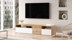 Comoda TV Salvador, Model FR5, 180x44.6x44.5 cm, Pin Atlantic/Alb - Img 3