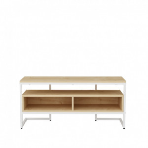 Comoda TV Salvador, Model Merrion, 110x49.9x35 cm, Alb/Stejar - Img 4