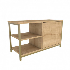 Comoda TV Salvador, Model Muskegon, 89.6x50.8x35.3 cm, Auriu/Stejar - Img 4