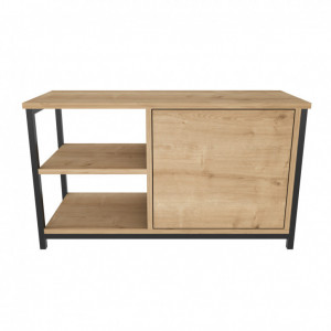 Comoda TV Salvador, Model Muskegon, 89.6x50.8x35.3 cm, Negru/Stejar - Img 5