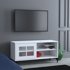 Comoda TV Salvador, Model Revival, 100x54x42 cm, Alb - Img 2