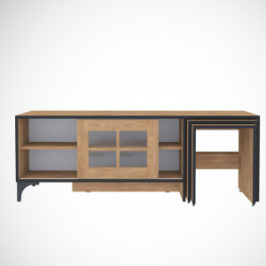 Comoda TV Salvador, Model Revival, 150x54x42 cm, Stejar - Img 4