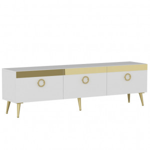 Comoda TV Salvador, Model Safar, 150x45x30 cm, Alb - Img 3