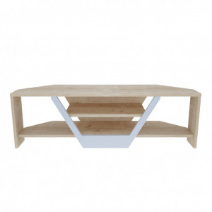 Comoda TV Salvador, Model Sares, 120x36.8x35 cm, Stejar/Alb - Img 6