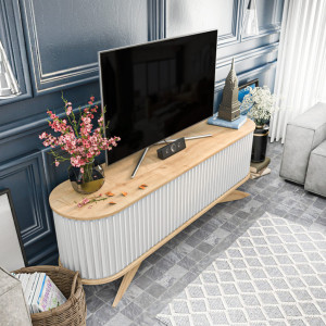 Comoda TV Salvador, Model Stor, 180x60x43 cm, Stejar safir/Alb - Img 8