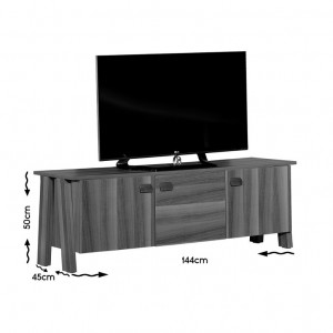 Comoda TV Salvador, Model Story, 144x50x45 cm, Maro - Img 3