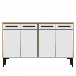 Comoda TV Salvador, Model Stria, 120x75x30 cm, Stejar safir/Alb - Img 6