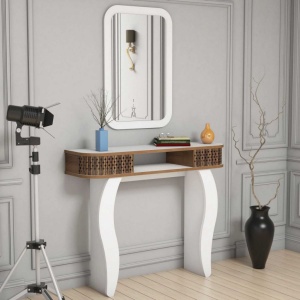 Consola Model Damla, Alb, 105x30x85 cm - Img 2