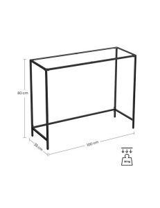 Consola Model Kai, Negru, 100x35x80 cm, blat sticla securizata - Img 5