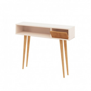 Consola Model Kiogi, Stejar/Alb, 100x30x94 cm - Img 3