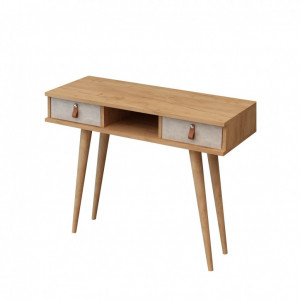 Consola Model Lawen, Stejar/Alb, 100x30x87.6 cm - Img 3