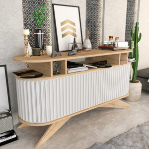 Consola Model Stor, Stejar/Alb, 150x43x75 cm - Img 2