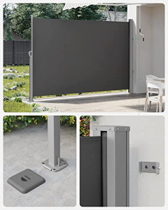 Copertina solara laterala, Songmics, Gri, 200x350 cm - Img 2