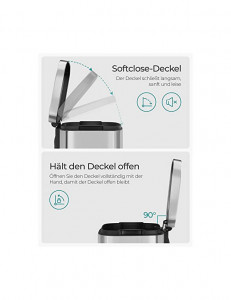 Cos de gunoi pentru bucatarie, Songmics, 30L, Soft Close, Silver - Img 3