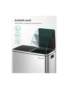 Cos de reciclare, Songmics, 2 compartimente, LTB60NL, 2 x 30 L - Img 6