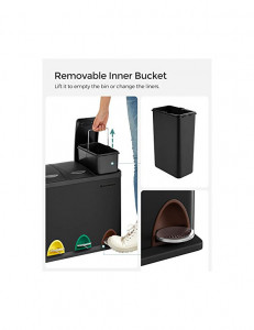 Cos de reciclare, Songmics, 3 x 8L, LTB24BK, Negru - Img 4