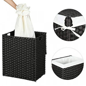 Cos de rufe, Songmics, Negru, 45.5x32x61 cm - Img 5