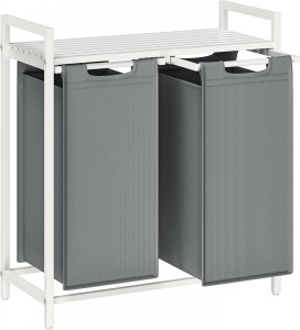 Cos de rufe, Vasagle, Alb-Gri deschis, 73x33x71 cm - Img 2