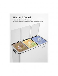 Cos pentru reciclare, 3 x 18L, Soft-Close, Alb, LTB54WT, 61 x 31 x 56 cm - Img 4