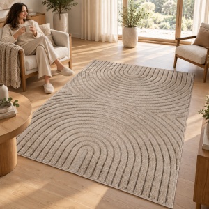 Covor VivaDeco Art V2, 120 x 170 cm, Bej, 100% Polipropilena, Fir 8 mm, 1900 g/mp, OEKO-TEX Standard 100 - Img 4