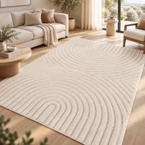 Covor VivaDeco Art V2, 120 x 170 cm, Crem, 100% Polipropilena, Fir 8 mm, 1900 g/mp, OEKO-TEX Standard 100