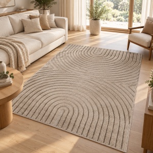 Covor VivaDeco Art V2, 140 x 200 cm, Bej, 100% Polipropilena, Fir 8 mm, 1900 g/mp, OEKO-TEX Standard 100