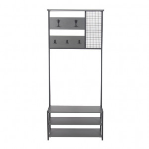 Cuier cu suport pantofi Model Nomad, Antracit, 78x30x182 cm - Img 2