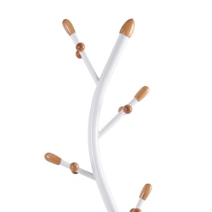 Cuier haine tip pom Sergio metal alb - culoare lemn natural D37x171cm - Img 2