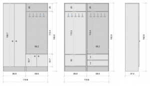 Cuier hol cu dulap Model Anderson, Alb, 119.6x37.3x182.8 cm - Img 8