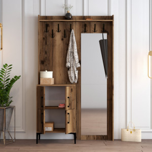 Cuier hol cu dulap Model Berlin, Nuc, 120x35x200 cm - Img 3