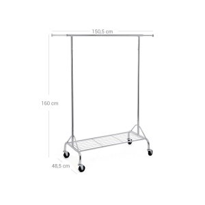 Cuier pe roti Songmics Argintiu 102x39x6.5 cm - Img 6