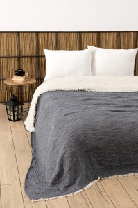 Cuvertura pentru Pat Dublu Model Muslin Anthracite - Img 1