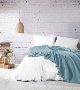 Cuvertura Pled pentru pat dublu Model Mona Turquoise