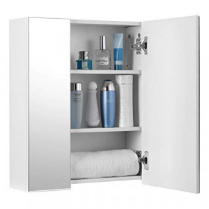 Dulap cu oglinda pentru baie, Vasagle, Alb, 60x15x55 cm - Img 5