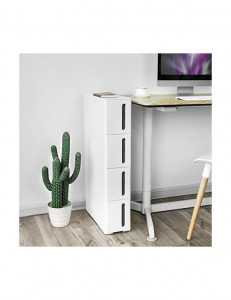 Dulap de depozitare cu sertare, Songmics, Alb/Maro, 45 x 17 x 83 cm, KFR08WT - Img 4
