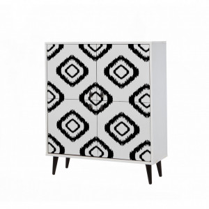Dulap haine Model Fas, Alb/Negru, 9x36x111 cm - Img 3