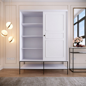 Dulap haine Model Martin, Alb, 150x57x200 cm - Img 3