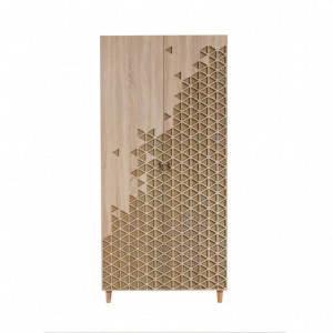 Dulap haine Model Stil, Stejar sonoma/Bej, 90x52x192 cm - Img 6