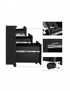 Dulap mobil cu incuietoare Model Hunter, Negru, 30x46x59 cm - Img 6
