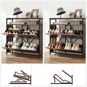 Dulap Pantofi Model Jacob, Negru, 98.3x30x96.5 cm - Img 4