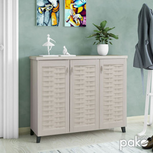 Dulap Pantofi Model Zion, Alb / Gri, 115,5x40x92 cm - Img 2